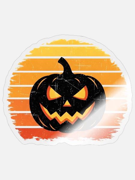 Grungy Jack O Lantern Sunset - Sticker - transparent glossy