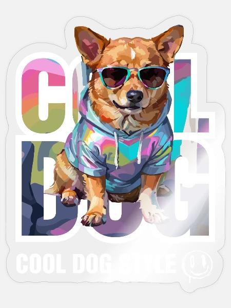 Cool Dog Style - Sticker - transparent glossy