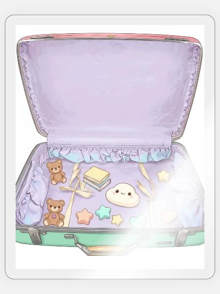 Pastel Kawaii Suitcase Scene - Sticker - transparent glossy