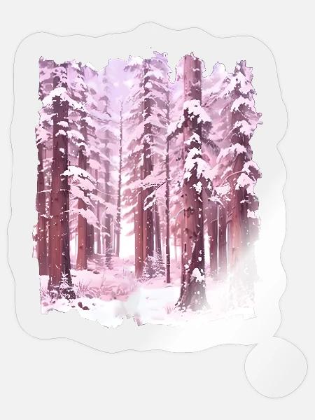 Pink Winter Forest - Sticker - transparent glossy