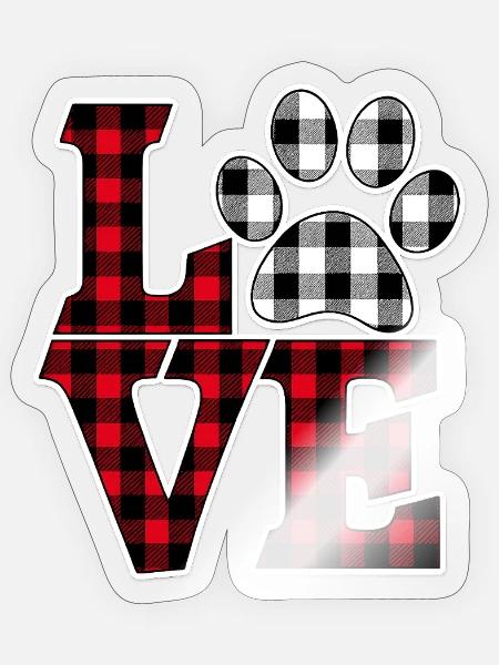 Love Plaid Paw Banner - Sticker - transparent glossy