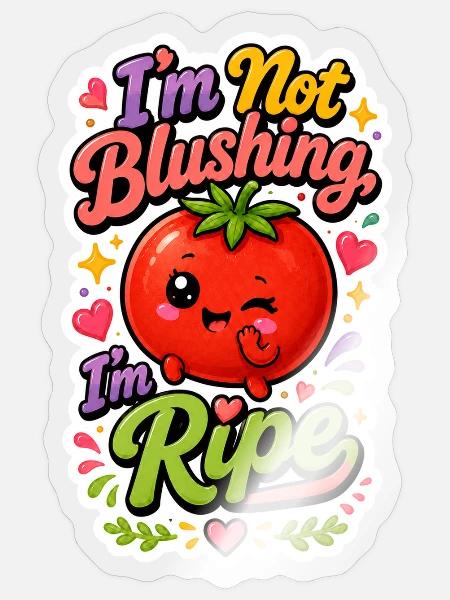 I'm Not Blushing I'm Ripe Tomato - Sticker - transparent glossy