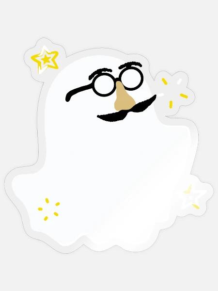 Whimsical Ghost with Spectacles of Disguise - Sticker - transparent glossy
