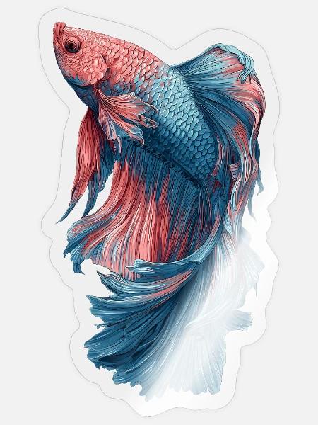Vibrant Betta Flow Art - Sticker - transparent glossy