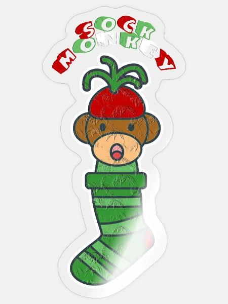 Tropical Sock Monkey Patch - Sticker - transparent glossy