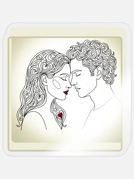Lovers in Linework - Sticker - transparent glossy