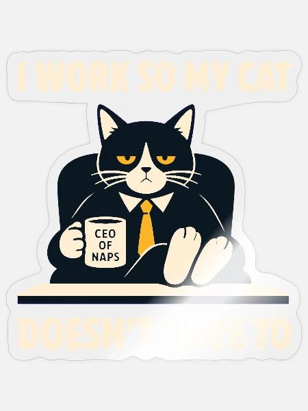 Cat CEO: Office Boss - Sticker - transparent glossy