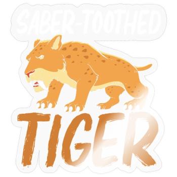 Prehistoric Smilodon Sabertooth Tiger - Sticker - transparent glossy - Front