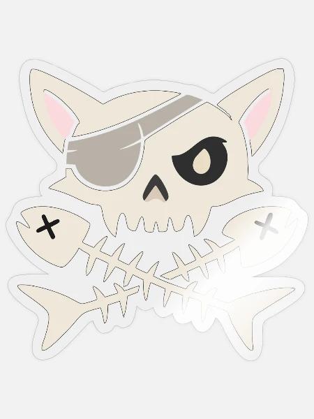 Skull Eyepatch Crossbones - Sticker - transparent glossy