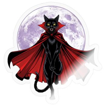 Vampire Cat Under Full Moon - Sticker - transparent glossy - Front