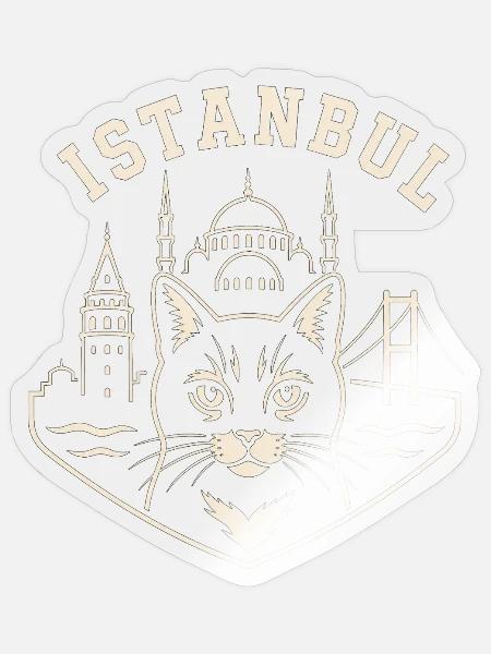 Istanbul Cat Skyline - Sticker - transparent glossy