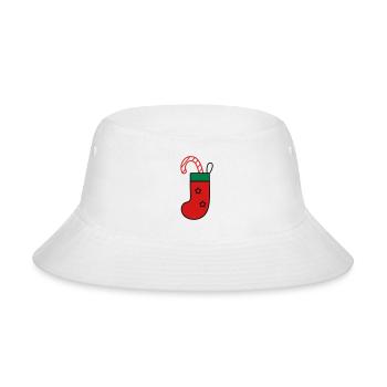 christmas sock with candy cane - Bucket Hat - white - Front
