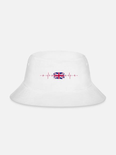 Union Jack Heartbeat Design - Bucket Hat - white