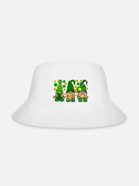 Leprechaun Party Trio: Gold, Beer & Shamrocks - Bucket Hat - white