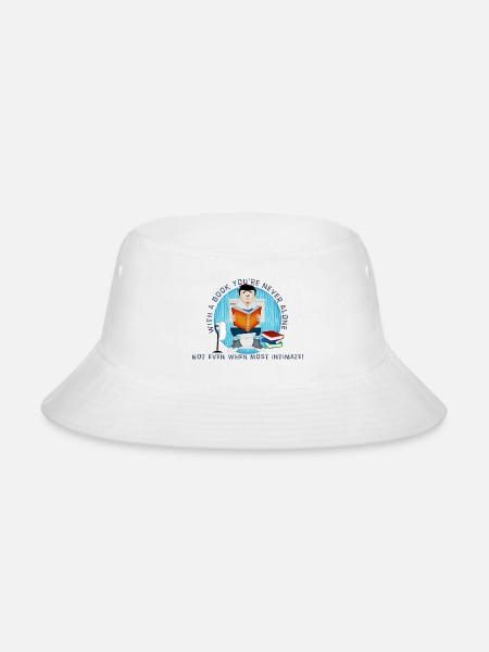 With a Book you arre Never Alone - Bucket Hat - white