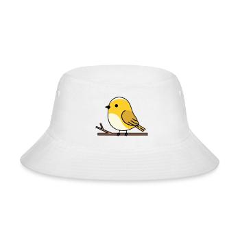 Adorable Yellow Bird on Branch Illustration - Bucket Hat - white - Front