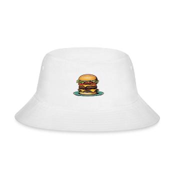 Retro Comic Style Double Cheeseburger - Bold & Fun - Bucket Hat - white - Front