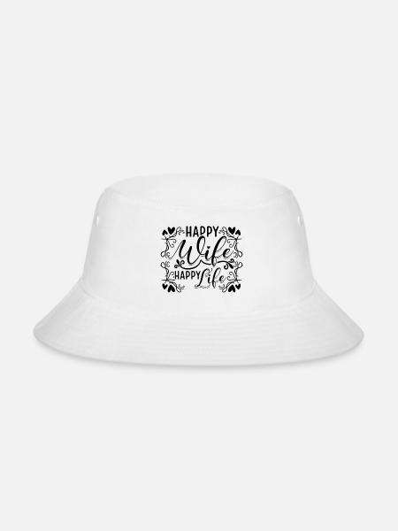 Happy Wife Happy Life - Bucket Hat - white