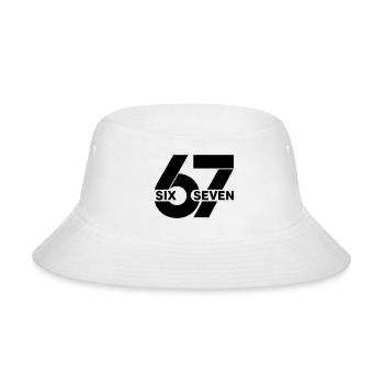 67 Six Seven Meme Funny Minimalist Number Design - Bucket Hat - white - Front