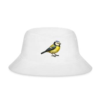 Blue Tit Illustration – Small Bird Nature Motif - Bucket Hat - white - Front