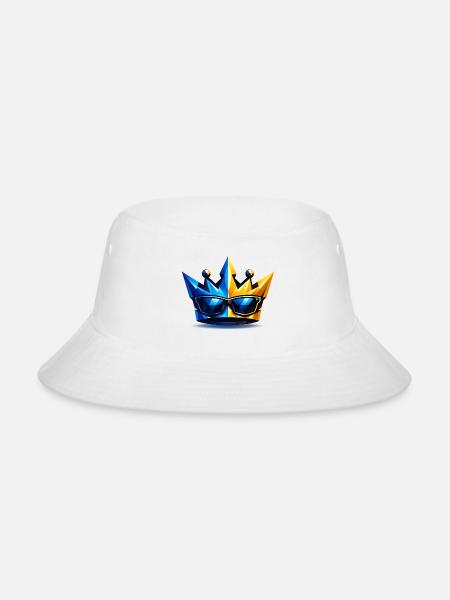 Geometric Crown Sunglasses Design - Bucket Hat - white