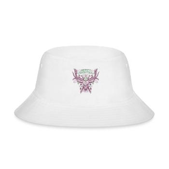 Retro Deer Head Antler Reindeer Merry Christmas - Bucket Hat - white - Front