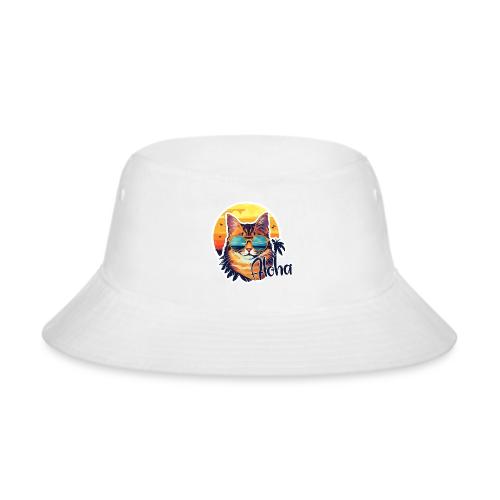 Funny Cat in Hawaiian Aloha Sunglasses - Bucket Hat