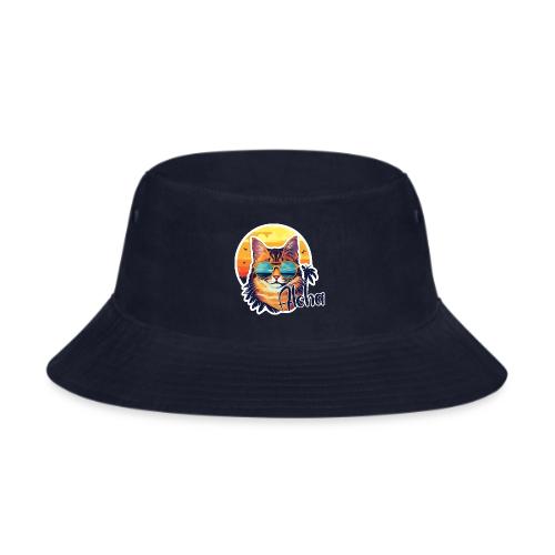 Funny Cat in Hawaiian Aloha Sunglasses - Bucket Hat