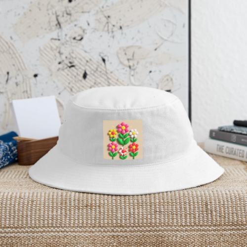 3D Flowers and Butterflies in Amber, Floral Design - Bucket Hat