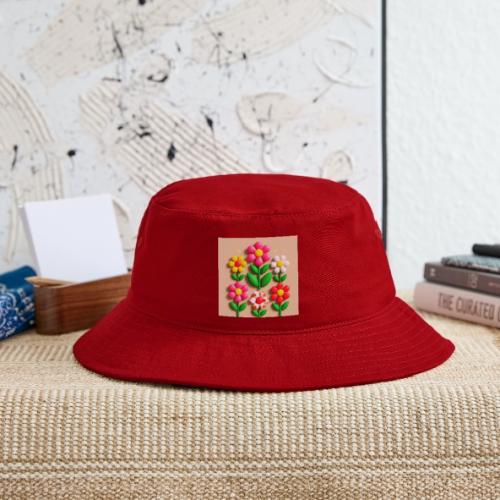 3D Flowers and Butterflies in Amber, Floral Design - Bucket Hat