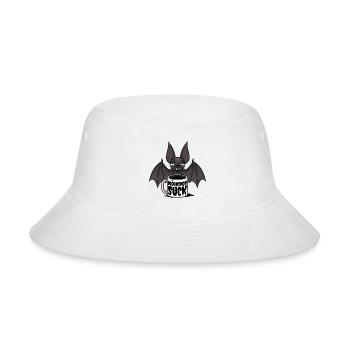 Mornings Suck Sleepy Vampire Bat Coffee Humor - Bucket Hat - white - Front