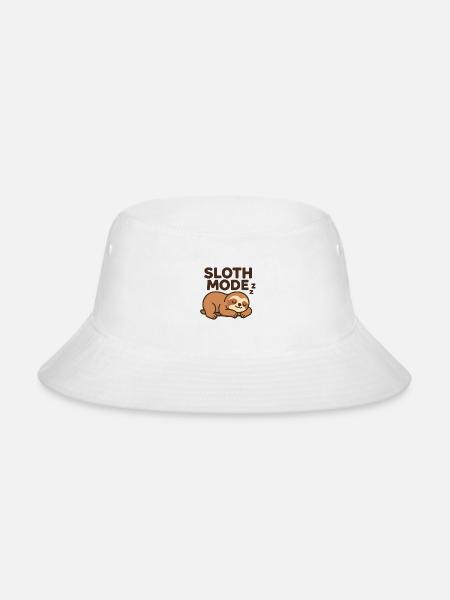 Sloth Mode Sleepy on a Branch - Bucket Hat - white