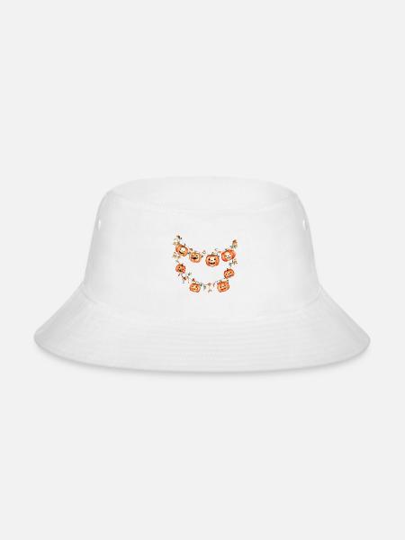 Halloween Pumpkin Garland - Bucket Hat - white