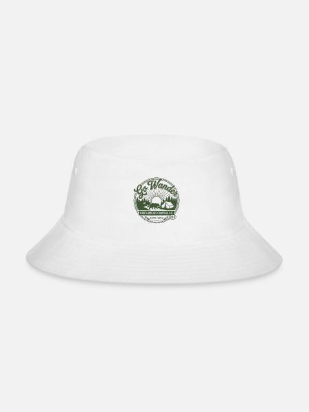 Go Wander Northwoods Camping Logo - Bucket Hat - white