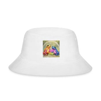 Gay Frogs Rainbow Aesthetic Meme T-Shirt - Bucket Hat - white - Front