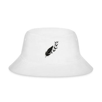 Midnight Feather and Birds Silhouette - Bucket Hat - white - Front