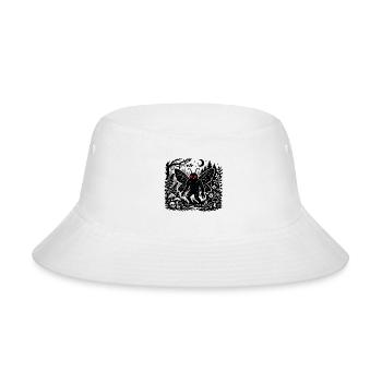 Mothman Forest Linocut Art - Bucket Hat - white - Front