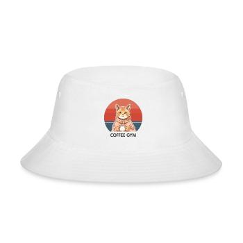 Sunset Cat Coffee Gym - Bucket Hat - white - Front