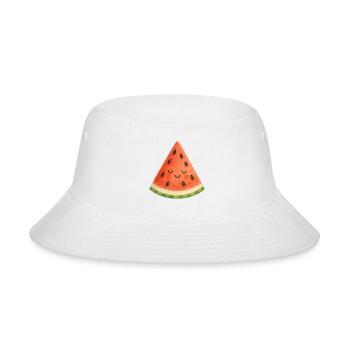 Watermelon Slice Kawaii Cute Face kids Baby Fruit - Bucket Hat - white - Front
