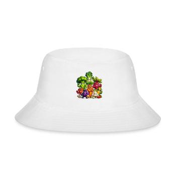 Strong Vegetables in Comic Style - Bucket Hat - white - Front