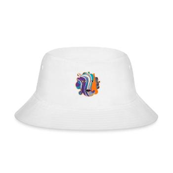 Vivid Abstract Face in Swirl Colors - Bucket Hat - white - Front