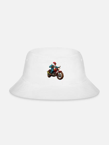 Motorcycle chickens - Bucket Hat - white