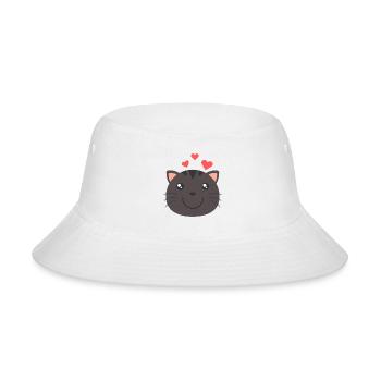 Heartfelt Cat Face - Bucket Hat - white - Front