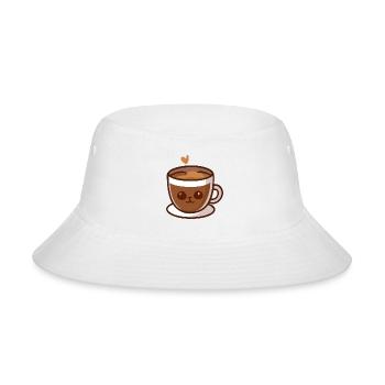 Coffee Cup Cat Face - Bucket Hat - white - Front
