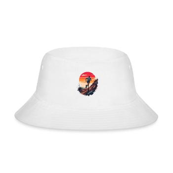 Trail Running Sunset Mountain Runner Graphic Art - Bucket Hat - white - Front