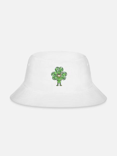 St Patty s Leprechaun Doodle - Bucket Hat - white