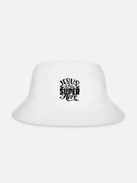 Jesus is my Super Hero blue - Bucket Hat - white