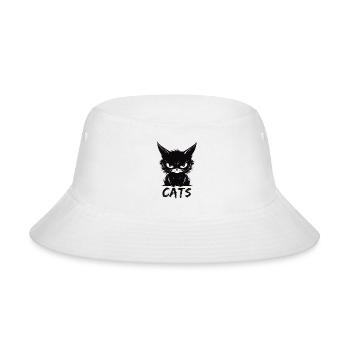 Cats Cute Annoyed Cat Face - Bucket Hat - white - Front