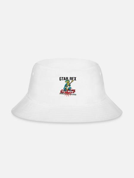 Gtar Rex Jurassic Blues Dinosaur Lizard Design - Bucket Hat - white