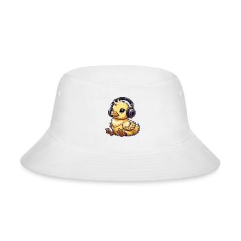 cute chick headphone motif - Bucket Hat - white - Front